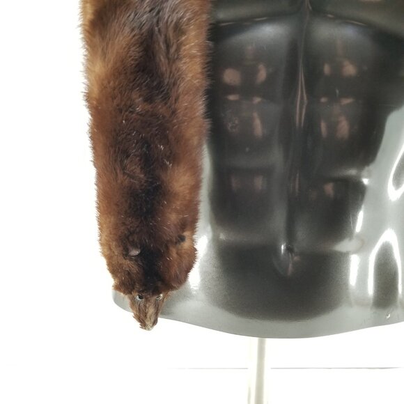 Vintage Hess's Genuine Mink Fur Stole Wrap Scarf w/ 3 Full Body Pelts - Picture 2 of 10